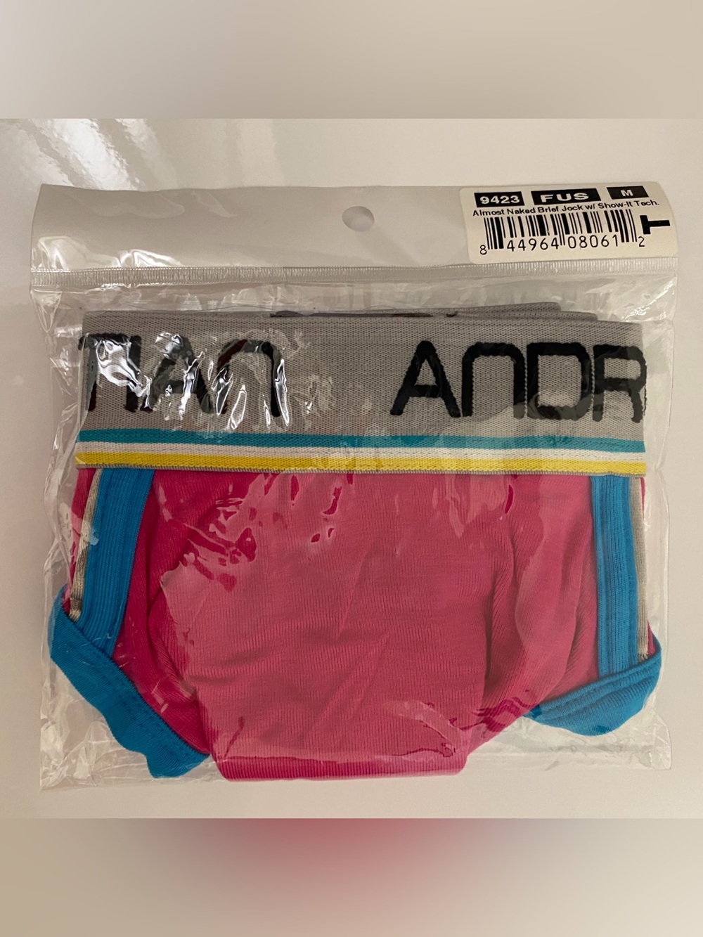 NWT! Andrew Christian Almost Naked Brief Jock w/Show-It Tech. MED Fuchsia